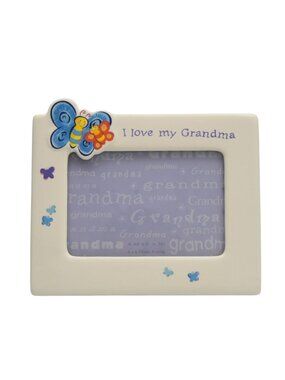 Anscom Ceramic Grandma Butterfly 4x6 Photo Frame White Tabletop